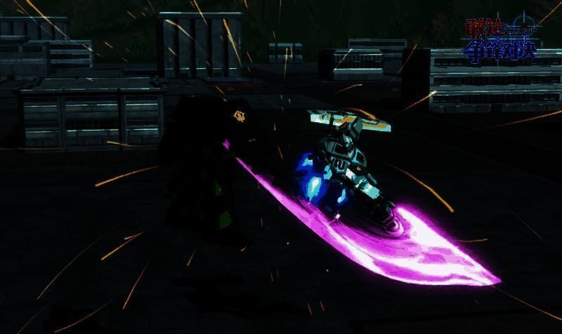 巳蛇敢达使用火箭筒发射导弹,画面特效强烈