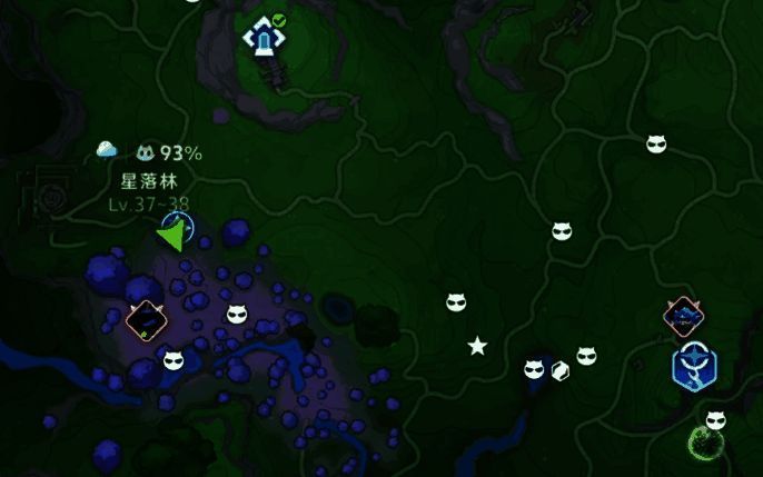 星落林地图核心区域标注，展示多个伊莫的分布点位
