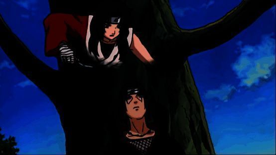 夕日红与宇智波鼬对战的战斗场景，幻术交错，气氛紧张