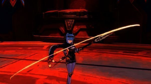 伊涅芙发动元素爆发,薇尔琪塔飞向敌人造成范围雷伤