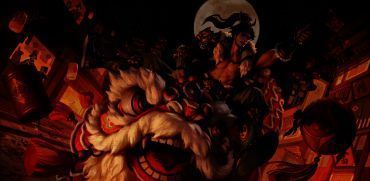 SP孙策皮肤展示,手持长戟,背景为烈焰燃烧