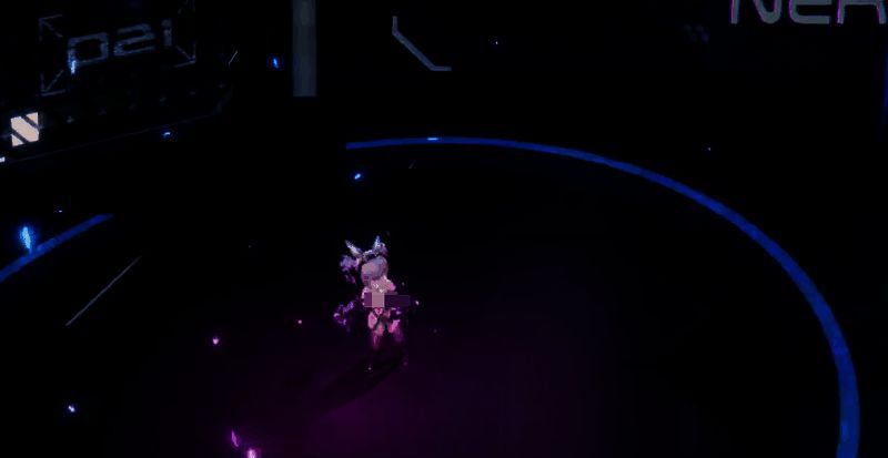 技能释放动画截图,伏特加·镜腾空而起,释放能量光束轰炸敌人