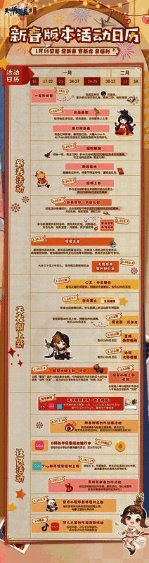 新春活动日历展示，清晰列出每日可参与活动与奖励内容