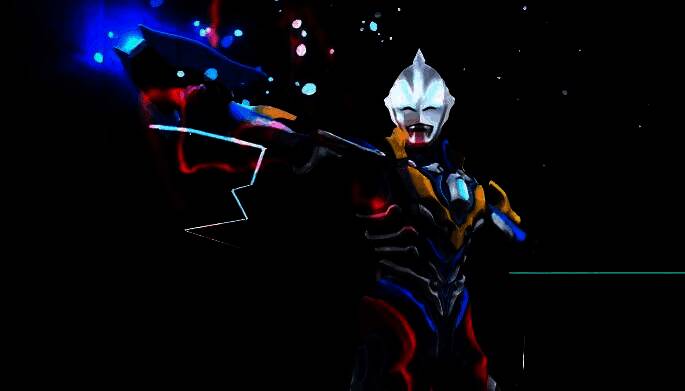 捷德奥特曼释放终极半月斩的战斗场景,光刃划出璀璨轨迹