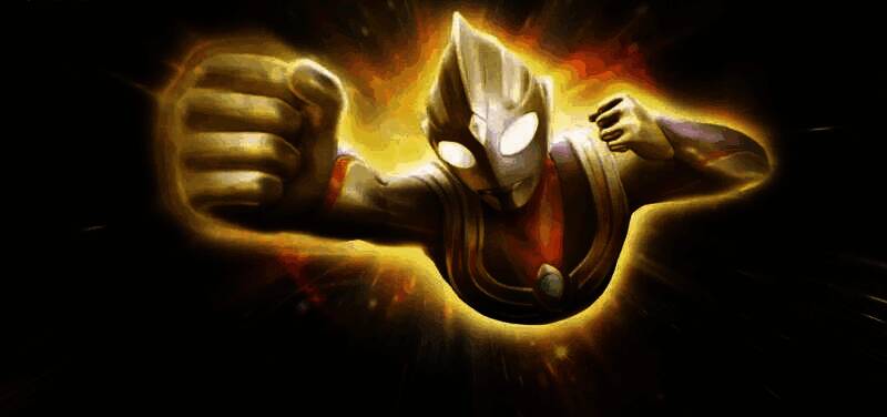 闪耀迪迦在战斗中释放强力光线技能,光芒四射,气势恢宏