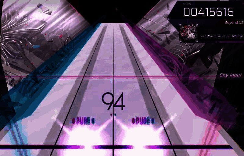 剧情界面截图,展示光与对立在破碎世界中对峙的场景,背景为流动的旋律碎片