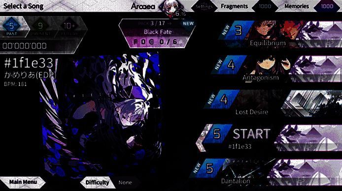 Arcaea曲目折扣活动界面,显示打折曲目与价格信息