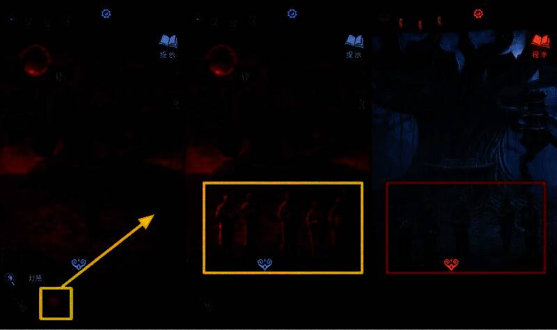 贡品摆放完成后的解谜成功画面,村民雕像整齐排列,贡品顺序清晰可见