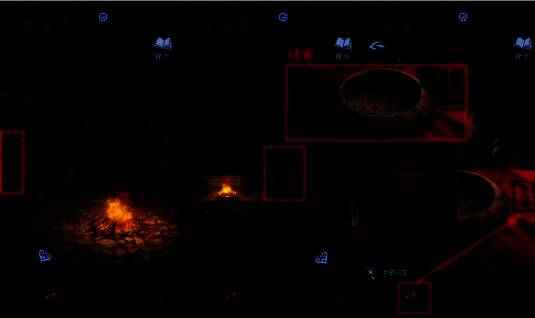 泥塑元宝放置在红布桌上的特写画面,背景为神秘红灯房环境