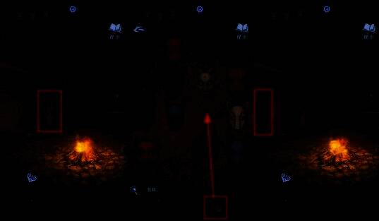 面具成功挂在石碑上,建筑大门微微开启,气氛神秘