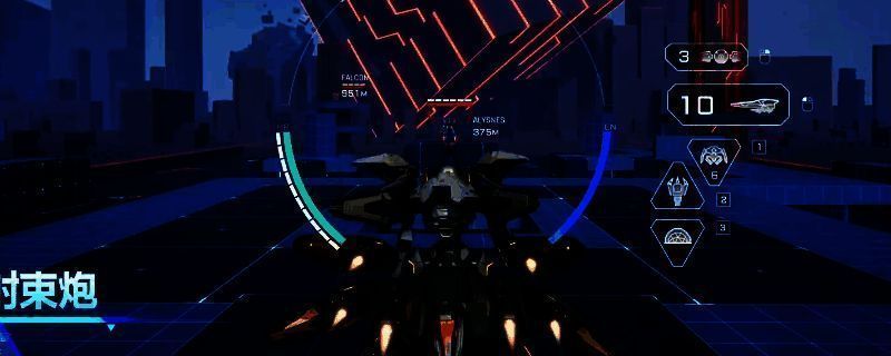 鸣神机甲在战场上释放电浆射束,能量光束划破空气,周围环境被照亮