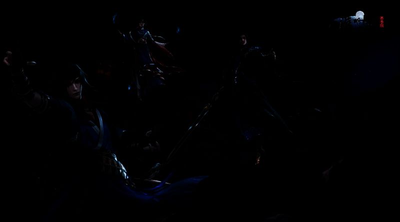 黄泉话本场景截图,呈现幽暗渡口与诡火殿宇的中式恐怖氛围