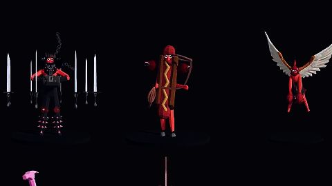 游戏角色在战场上搞笑倒地翻滚,特效夸张,动作极具喜剧效果