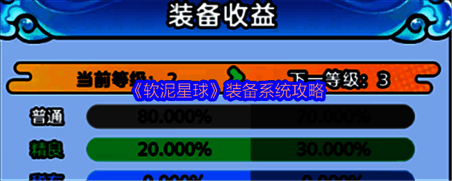 《软泥星球》装备获取界面展示,显示各类BOSS战斗奖励