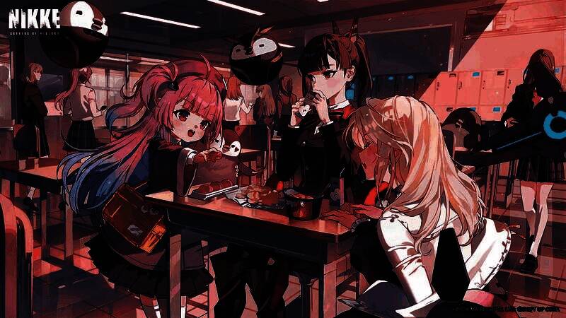 战斗界面展示,妮姬躲在掩体后开火,技能特效华丽,战场氛围紧张刺激