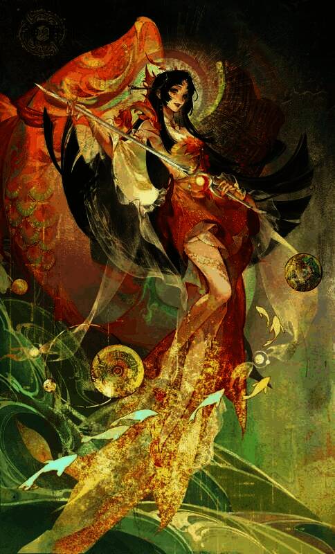 龙吉公主立绘展示，白衣飘逸手持玉如意，眼神坚定中透着温柔