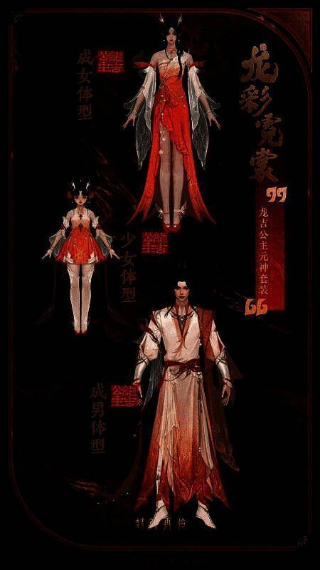 龙吉公主男性体型专属套装展示，玄青战袍搭配金纹腰带，英武不凡