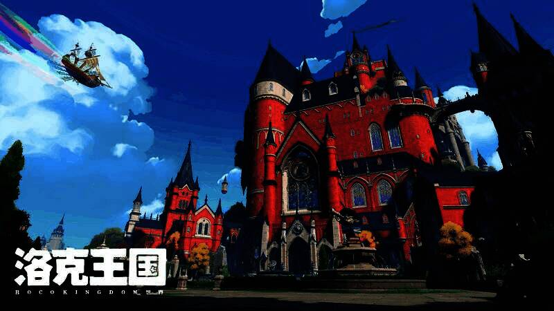 游戏内风景截图,夕阳下的金色麦田中,小洛克与精灵并肩而立