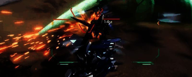 《解限机》玛什马克模式中多架机甲在空中激烈交战,背景为废墟城市,特效炸裂