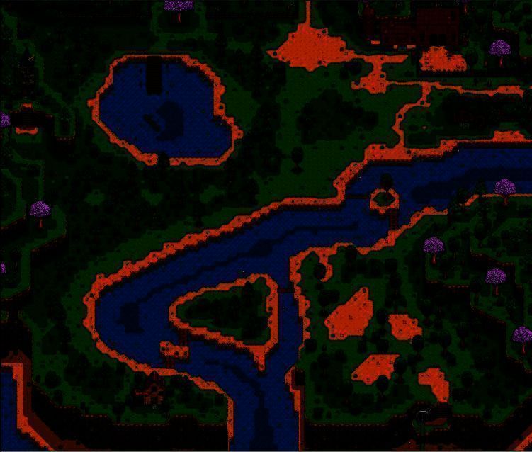 沙漠地图上整齐排列的果树苗，阳光洒落形成光影效果，远处有骆驼缓缓走过增添氛围感