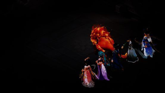 战斗场景中星阵发动瞬间,天空裂开星河,光芒笼罩战场