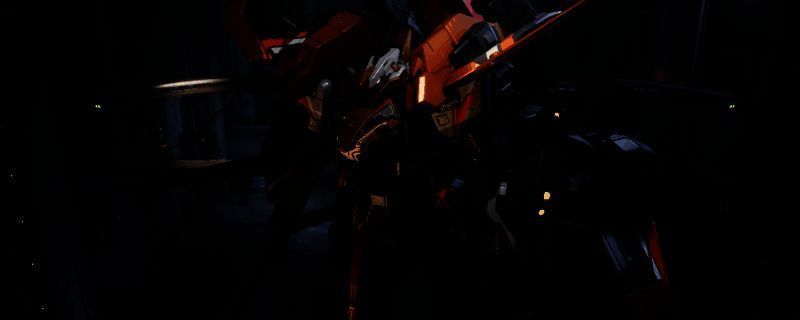 《解限机》天袭者机甲妖天使涂装效果图，红棕与暗黑主色调交织，金属光泽感强烈，细节丰富极具视觉张力