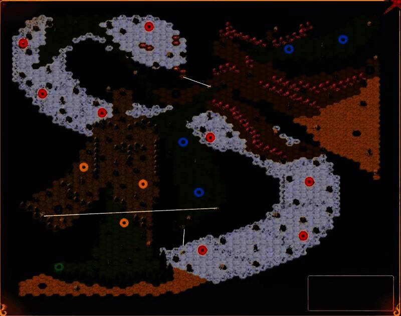 完整远征地图标注清晰，红圈为远征徽章、蓝圈晓徽章、黄圈木叶徽章、绿圈起始点、黑圈历练之地、白线为传送路径