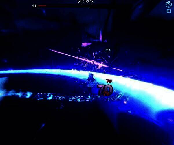 玩家角色在破盾后的僵直状态下对无首铁驭发动强力终结技,技能特效照亮整个夜晚公路