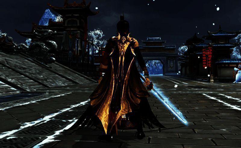 披风幻锦展示图,角色身着不同披风在月下湖畔行走,光影唯美