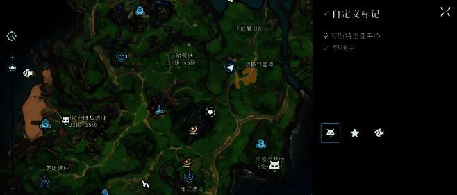 野猪王BOSS位于阿斯特拉平原侦察兵营地附近的地图标记,红点标注具体位置