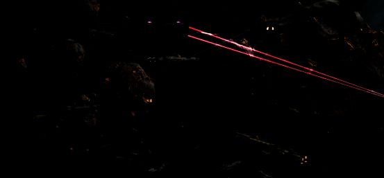 一支舰队正在对资源点发动猛烈攻击，爆炸特效四起，正在进行爆破开采