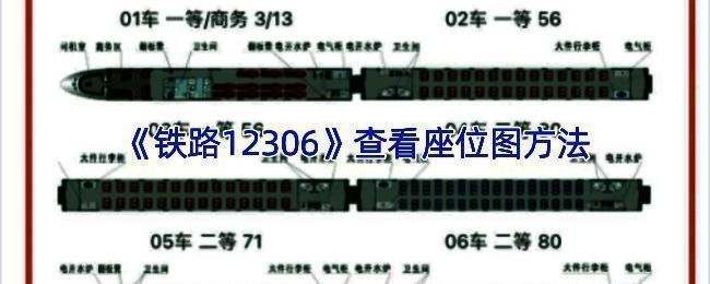 铁路12306 App界面展示座位选择功能,屏幕显示车厢座位分布图,不同区域用颜色区分