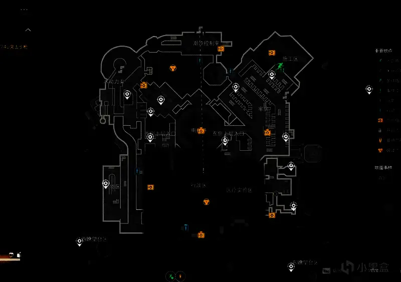 潮汐监狱内部复活点分布示意图,多个红点密集标注在走廊与房间内,显示高密度重生机制