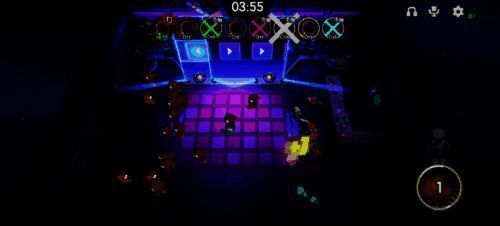 节奏迪厅地图场景，玩家在霓虹灯光下跳舞，舞台上有指挥家角色准备出拳，气氛热烈