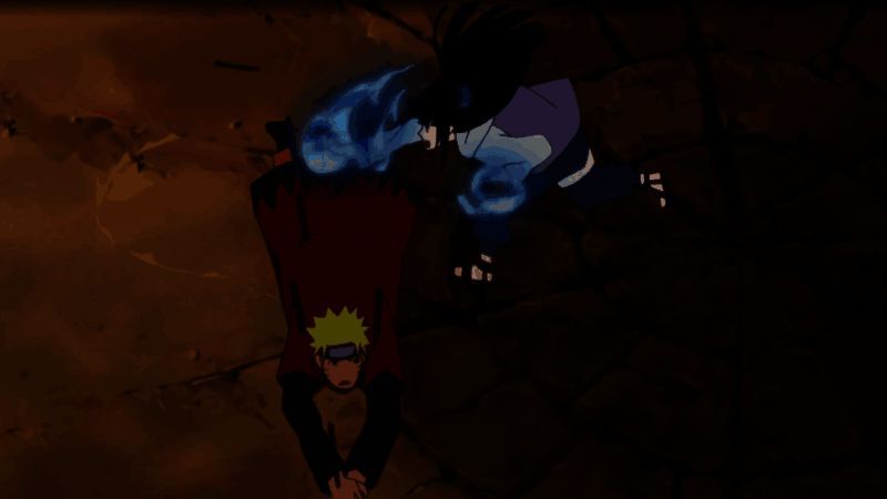 雏田发动柔步双狮拳,双掌凝聚查克拉形成狮子头像,直击佩恩