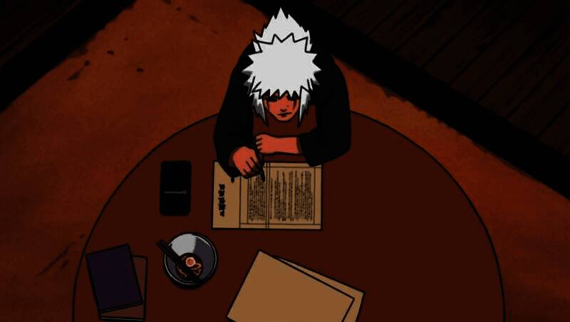 自来也[小说家]身穿和服手持笔记本，灵感迸发的立绘形象