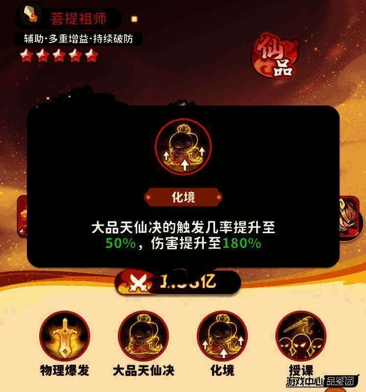 游戏界面显示孙悟空与菩提祖师均已达到15级,准备合体