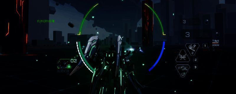 《解限机》中卢米纳尔机甲在战场中灵活穿梭,释放能量光束为队友提供治疗支援,机体设计轻盈且科技感十足