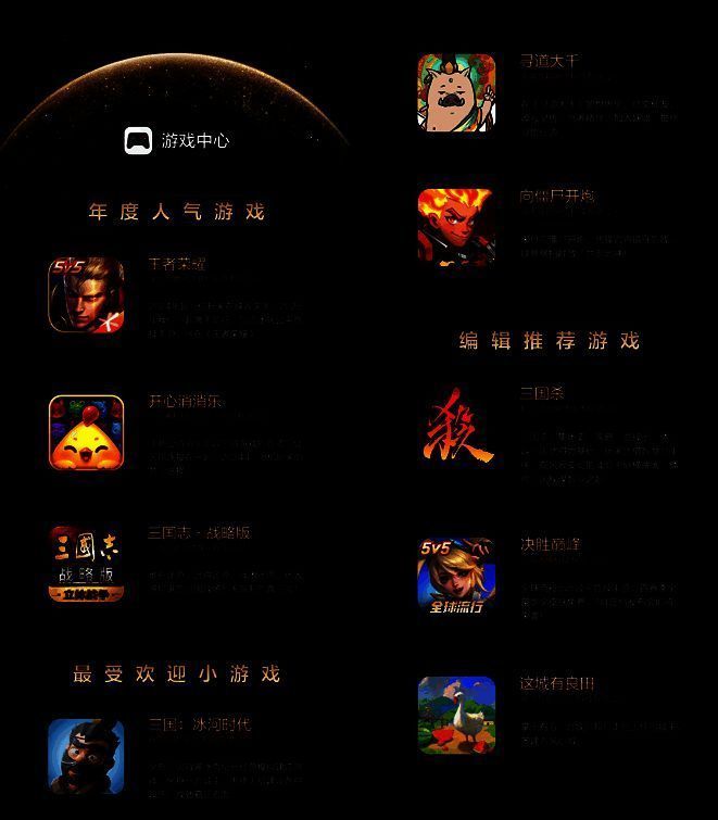 华为游戏中心年度榜单界面截图,展示《王者荣耀》《开心消消乐》等热门游戏排名