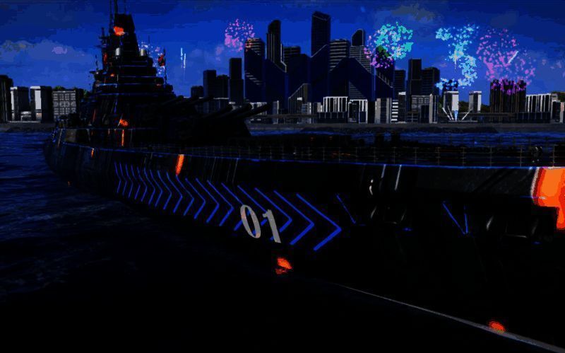 华清号侧面视角图,流线型舰体搭配蓝黑配色,展现现代战舰美学