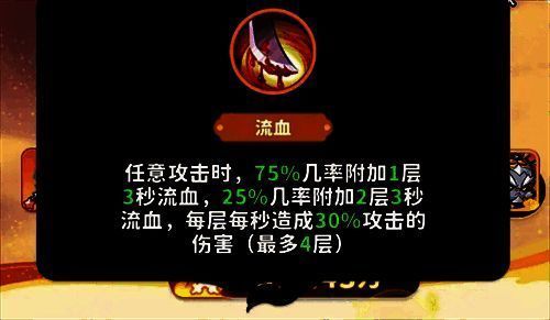 六耳猕猴流血技能图标,红色血液滴落特效,标注‘流血’与伤害数值