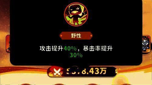 六耳猕猴野性技能图标,猛兽咆哮图案,显示攻击力与暴击率加成