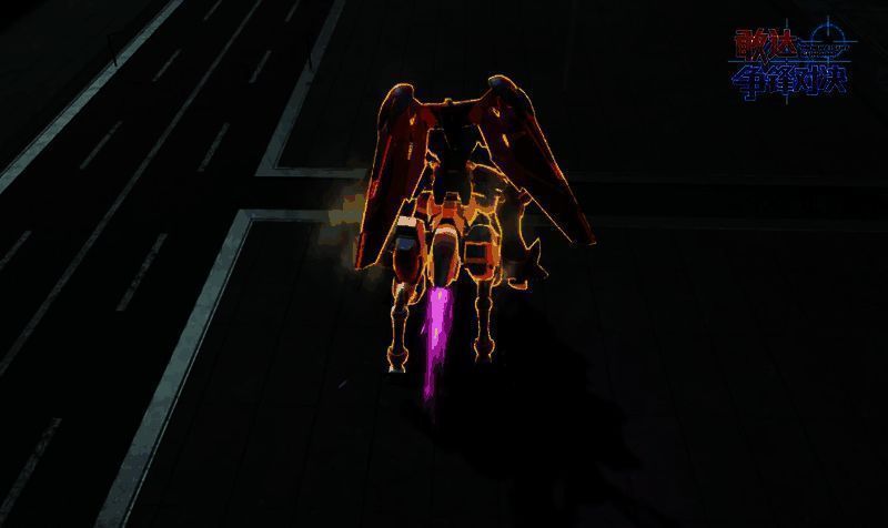 尊者敢达后跳施展马蹄踢,空中姿态凌厉,附带霸体光效