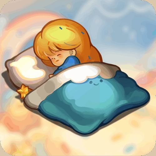 游戏内联动家具「暖暖小被窝」展示图,外观为粉色云朵造型,带有毛绒质感与发光边缘