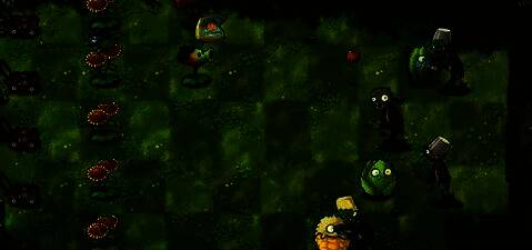 西瓜坚果正在释放反击技能,发射出大型绿色能量弹,周围僵尸被震退,画面充满动态战斗感