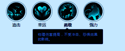 技能图标‘勇敢’，描述为提升物理攻击强度