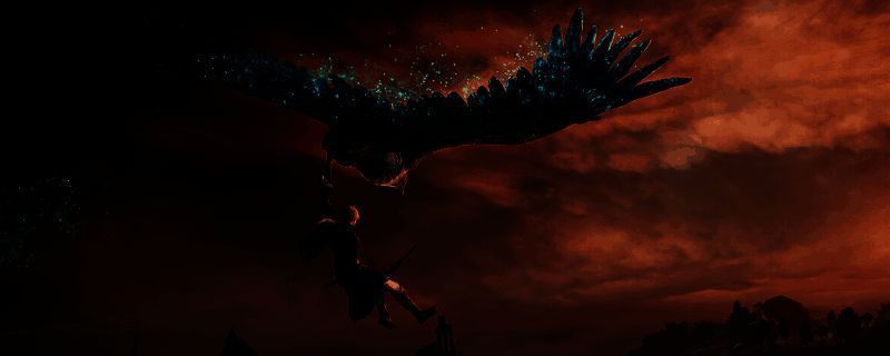 追踪者角色在昏暗场景中持双大剑准备发动跳劈，背景有紫色能量波动