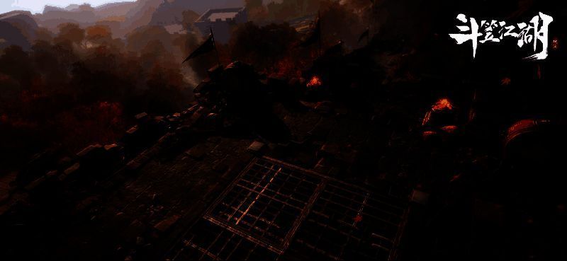 帮派成员集体出征场景,众人列队前行,旗帜飘扬,气势恢宏,展现团队凝聚力