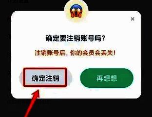 用户点击‘确定注销’后的成功提示页面,显示‘账号注销申请已提交’字样