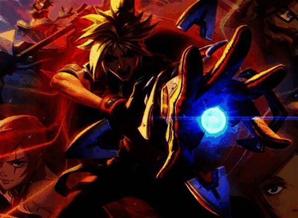 格温斗魂觉醒皮肤展示，刀刃泛起赤红光芒，周身环绕战斗气焰